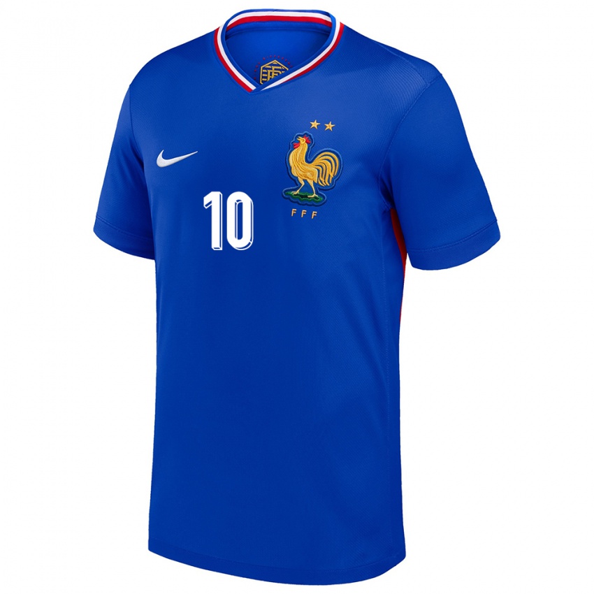 Heren Frankrijk Kylian Mbappe #10 Blauw Thuisshirt Thuistenue 24-26 T-Shirt