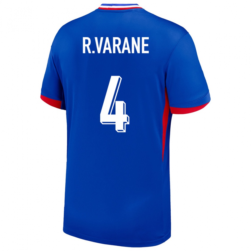 Heren Frankrijk Raphael Varane #4 Blauw Thuisshirt Thuistenue 24-26 T-Shirt