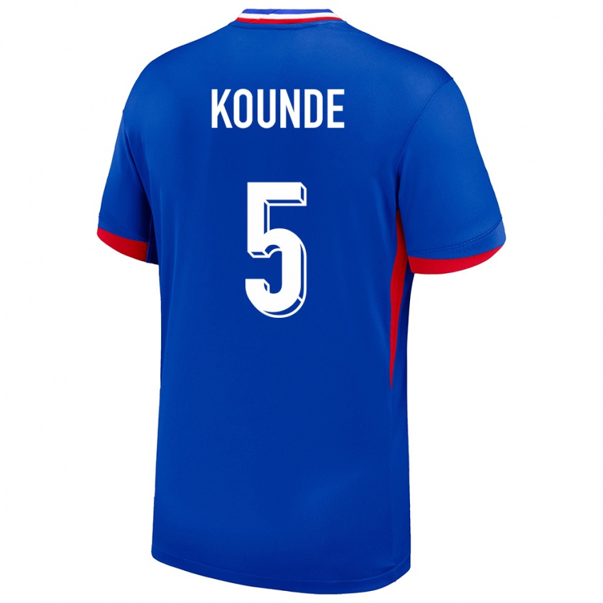 Heren Frankrijk Jules Kounde #5 Blauw Thuisshirt Thuistenue 24-26 T-Shirt