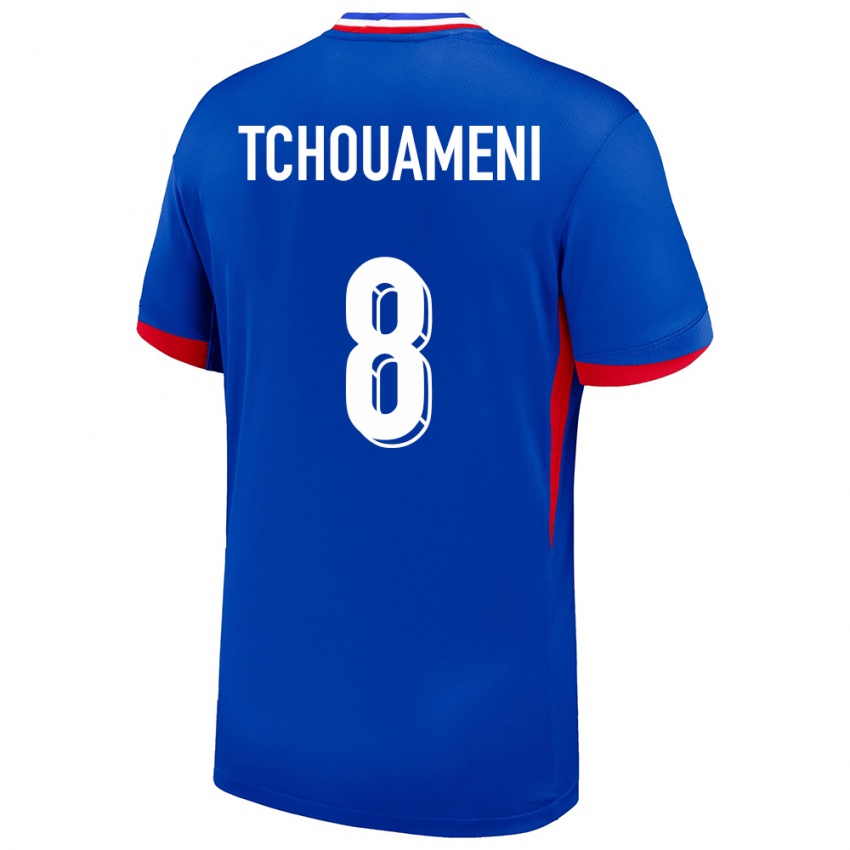 Heren Frankrijk Aurelien Tchouameni #8 Blauw Thuisshirt Thuistenue 24-26 T-Shirt