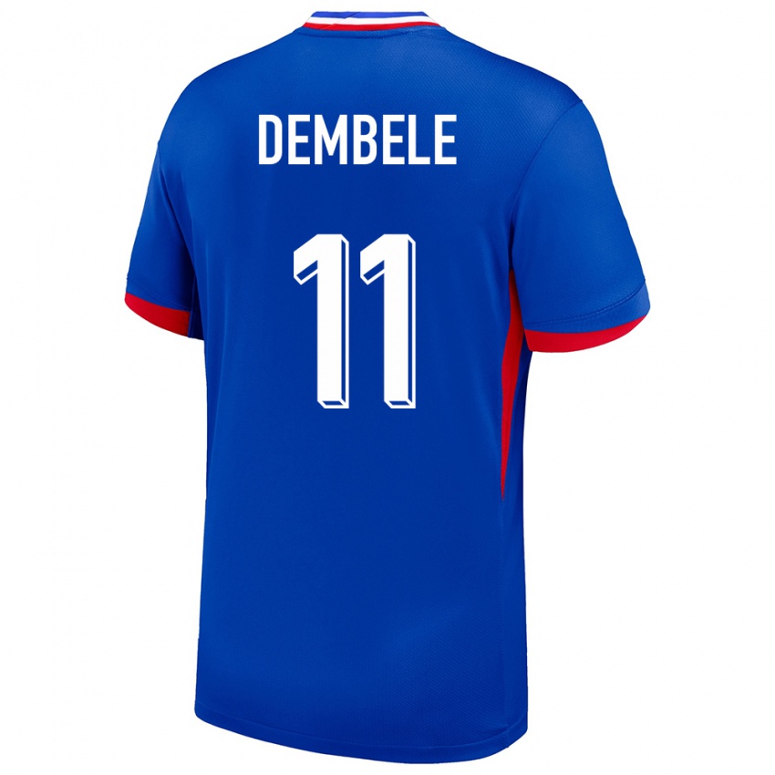 Heren Frankrijk Ousmane Dembele #11 Blauw Thuisshirt Thuistenue 24-26 T-Shirt