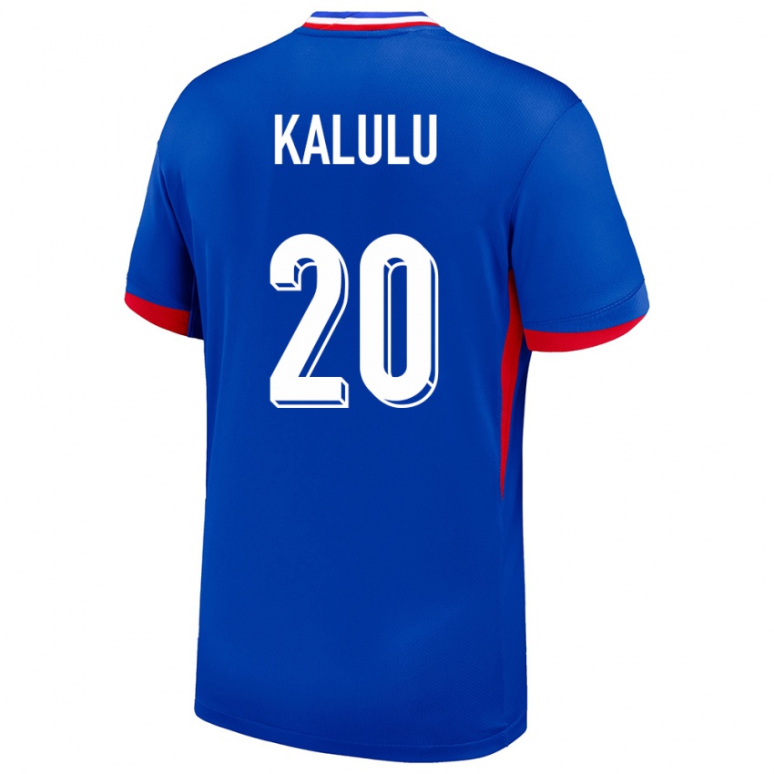 Heren Frankrijk Pierre Kalulu #20 Blauw Thuisshirt Thuistenue 24-26 T-Shirt