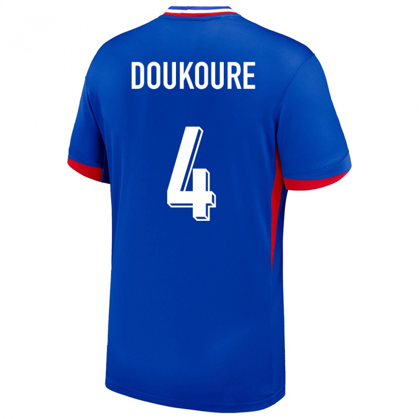 Heren Frankrijk Ismael Doukoure #4 Blauw Thuisshirt Thuistenue 24-26 T-Shirt