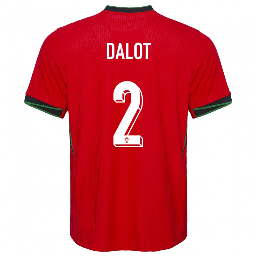 Heren Portugal Diogo Dalot #2 Rood Thuisshirt Thuistenue 24-26 T-Shirt