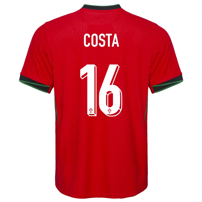 Heren Portugal David Costa #16 Rood Thuisshirt Thuistenue 24-26 T-Shirt
