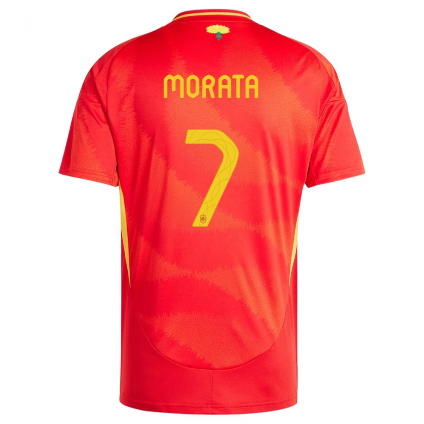 Heren Spanje Alvaro Morata #7 Rood Thuisshirt Thuistenue 24-26 T-Shirt
