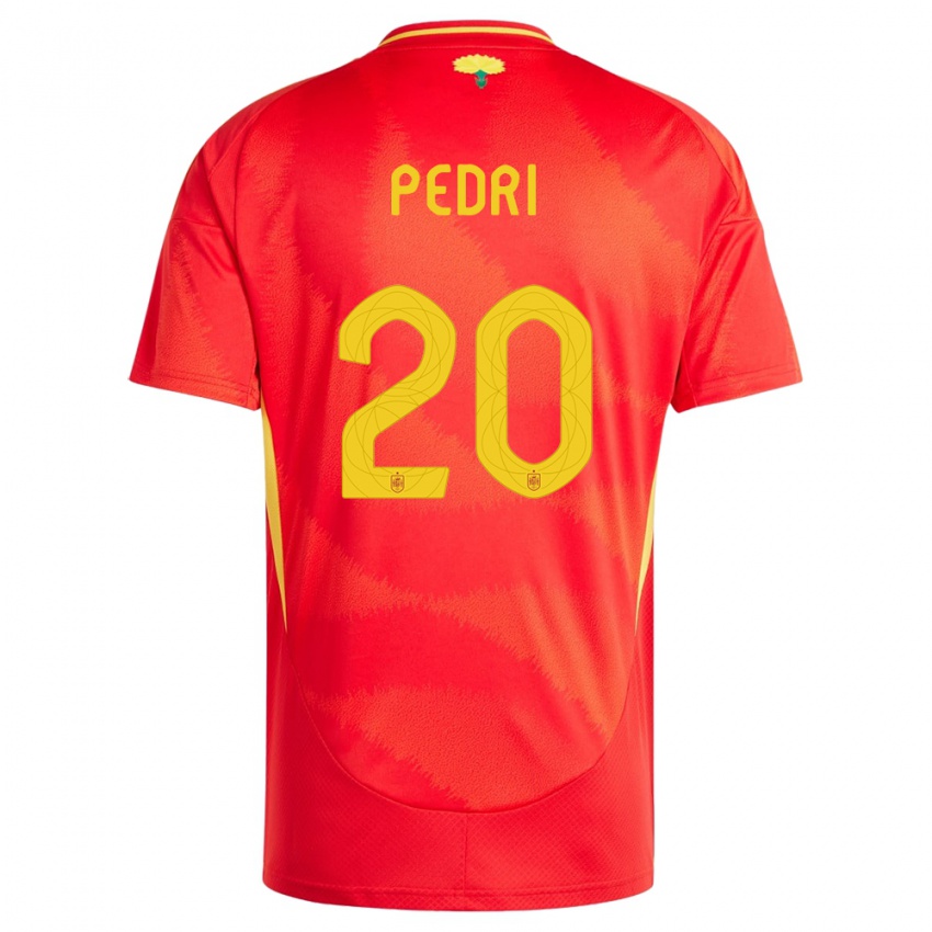 Heren Spanje Pedri #20 Rood Thuisshirt Thuistenue 24-26 T-Shirt