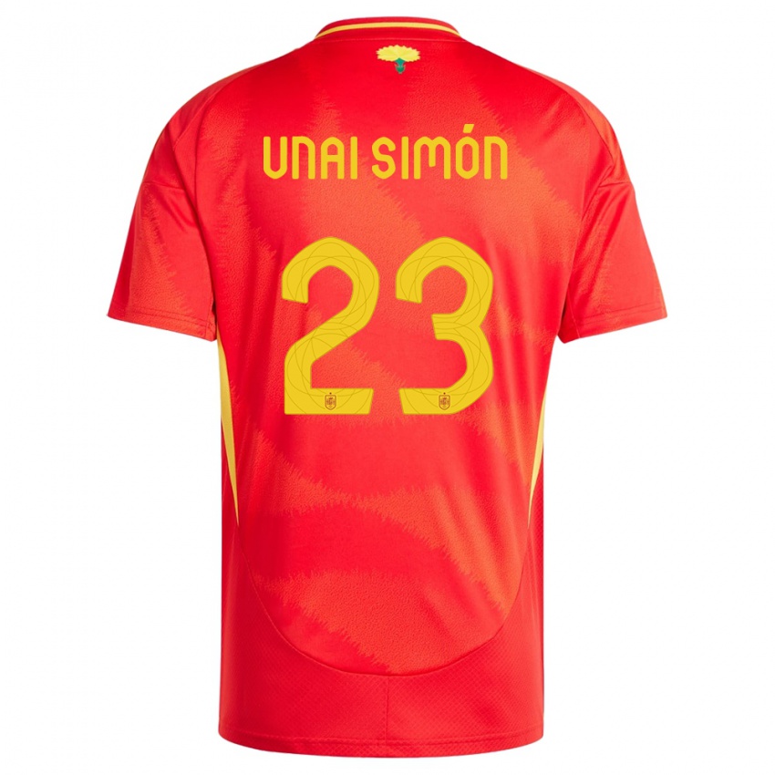 Heren Spanje Unai Simon #23 Rood Thuisshirt Thuistenue 24-26 T-Shirt