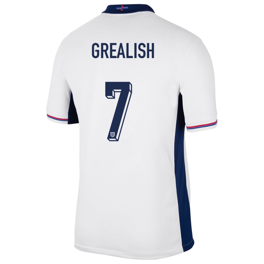 Heren Engeland Jack Grealish #7 Wit Thuisshirt Thuistenue 24-26 T-Shirt