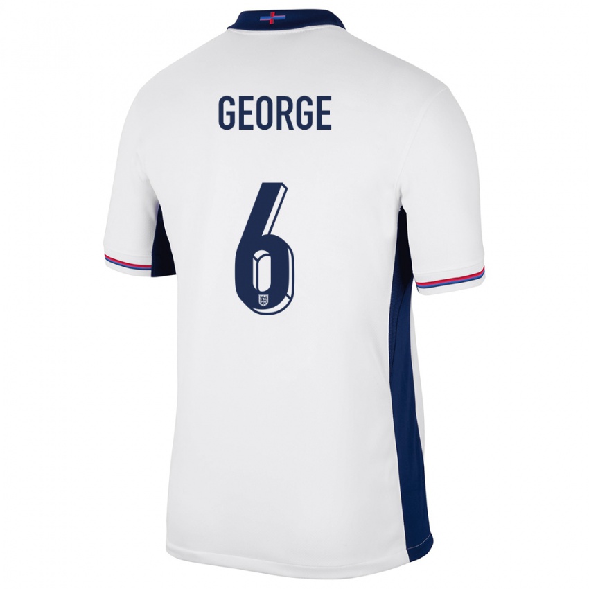 Heren Engeland Gabby George #6 Wit Thuisshirt Thuistenue 24-26 T-Shirt