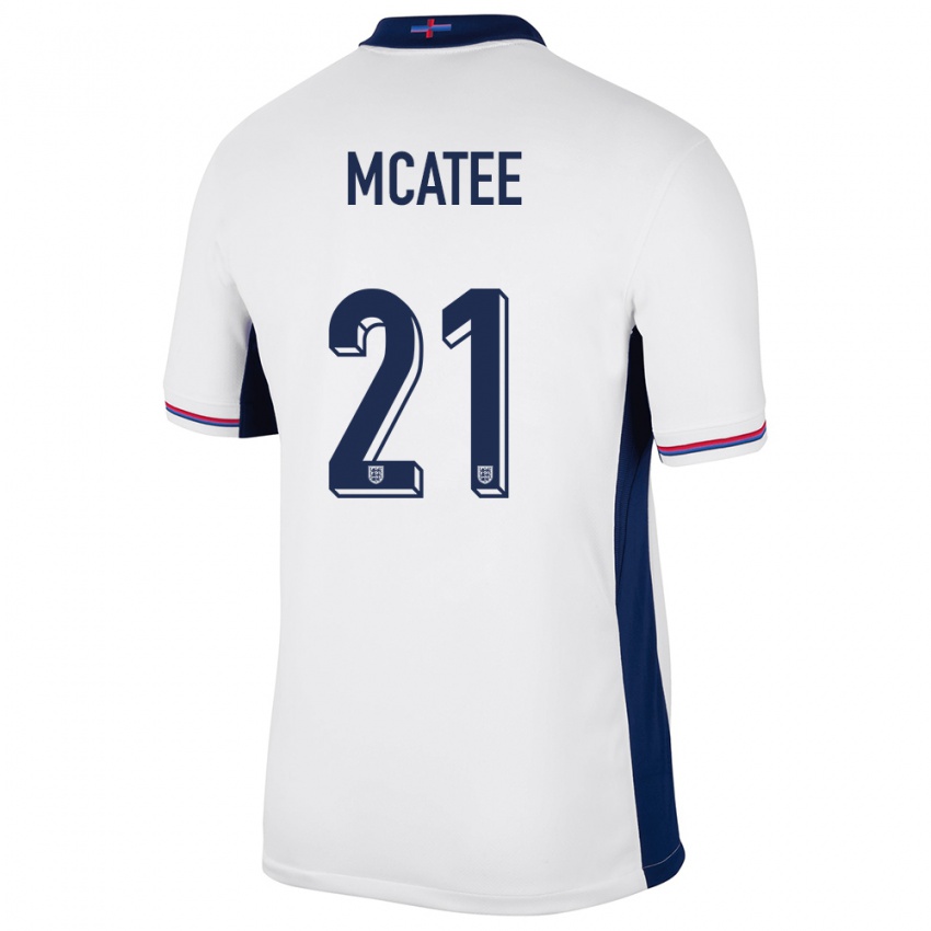 Heren Engeland James Mcatee #21 Wit Thuisshirt Thuistenue 24-26 T-Shirt