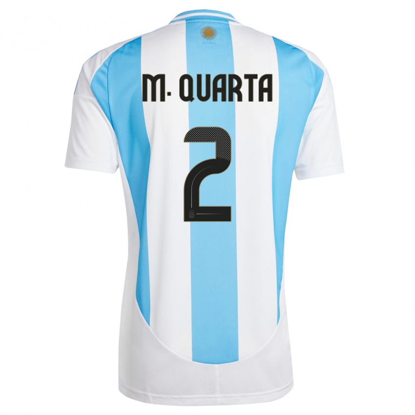 Heren Argentinië Lucas Martinez Quarta #2 Wit Blauw Thuisshirt Thuistenue 24-26 T-Shirt