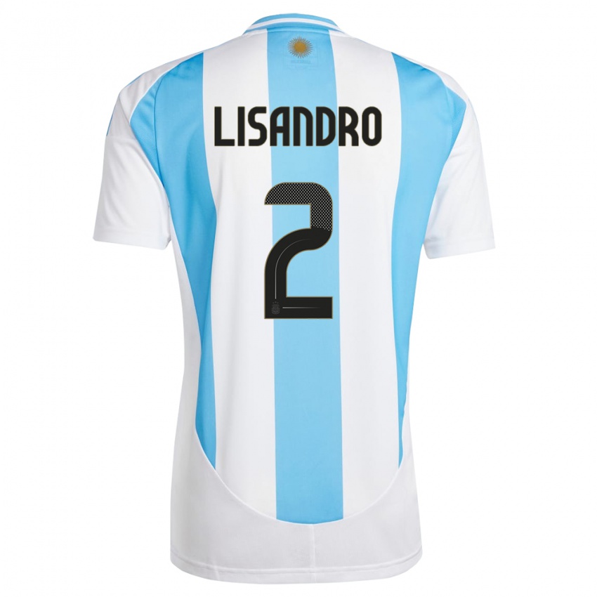 Heren Argentinië Lisandro Martinez #2 Wit Blauw Thuisshirt Thuistenue 24-26 T-Shirt