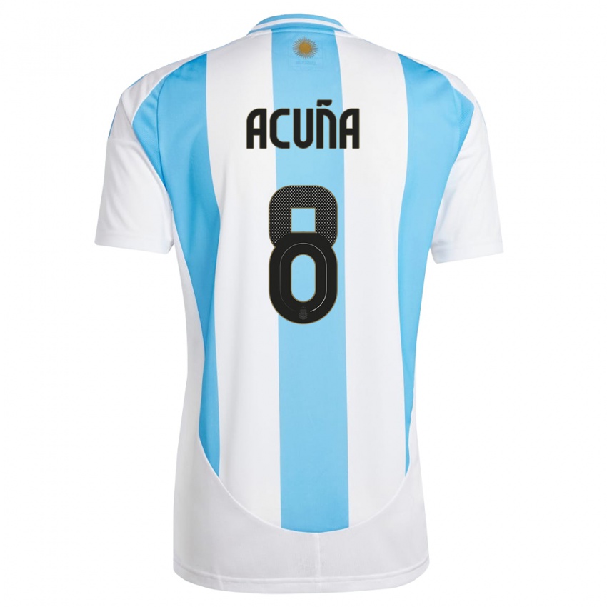 Heren Argentinië Marcos Acuna #8 Wit Blauw Thuisshirt Thuistenue 24-26 T-Shirt