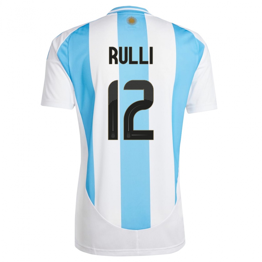 Heren Argentinië Geronimo Rulli #12 Wit Blauw Thuisshirt Thuistenue 24-26 T-Shirt