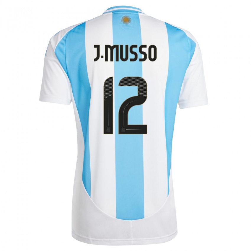 Heren Argentinië Juan Musso #12 Wit Blauw Thuisshirt Thuistenue 24-26 T-Shirt