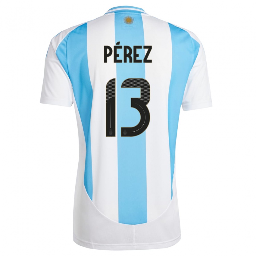 Heren Argentinië Nehuen Perez #13 Wit Blauw Thuisshirt Thuistenue 24-26 T-Shirt