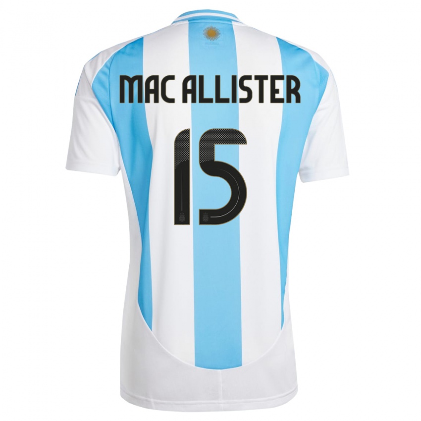 Heren Argentinië Alexis Mac Allister #15 Wit Blauw Thuisshirt Thuistenue 24-26 T-Shirt