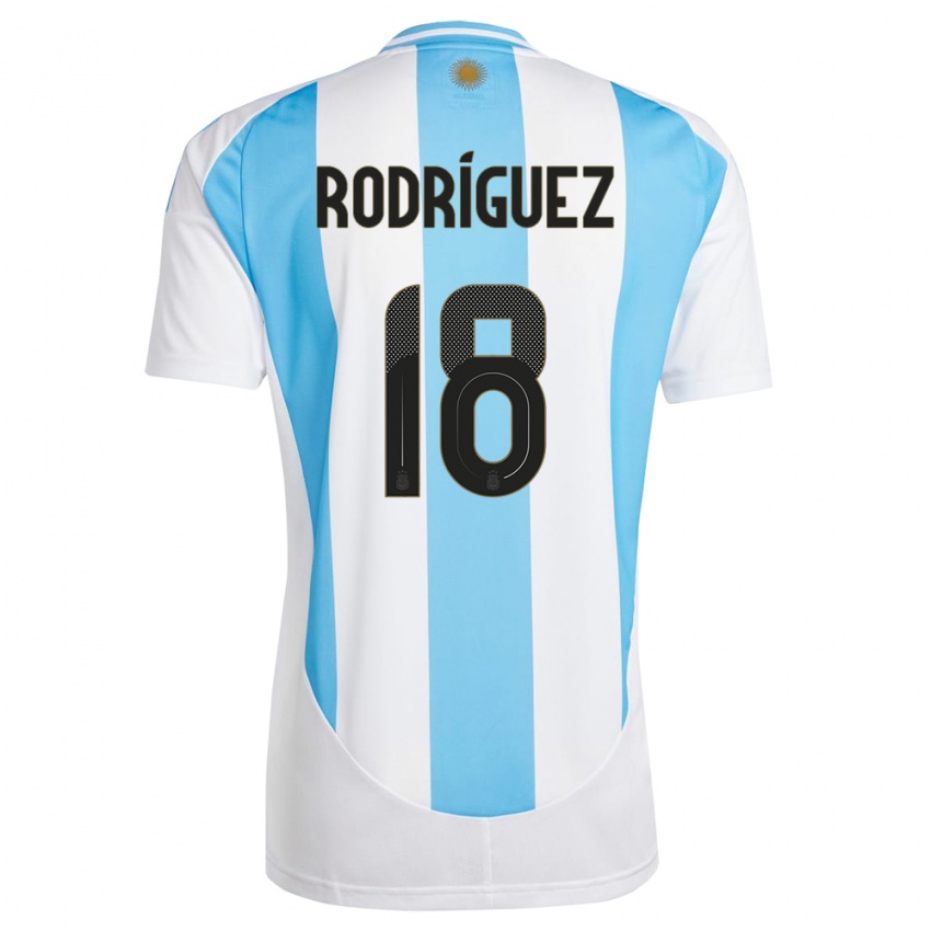 Heren Argentinië Guido Rodriguez #18 Wit Blauw Thuisshirt Thuistenue 24-26 T-Shirt