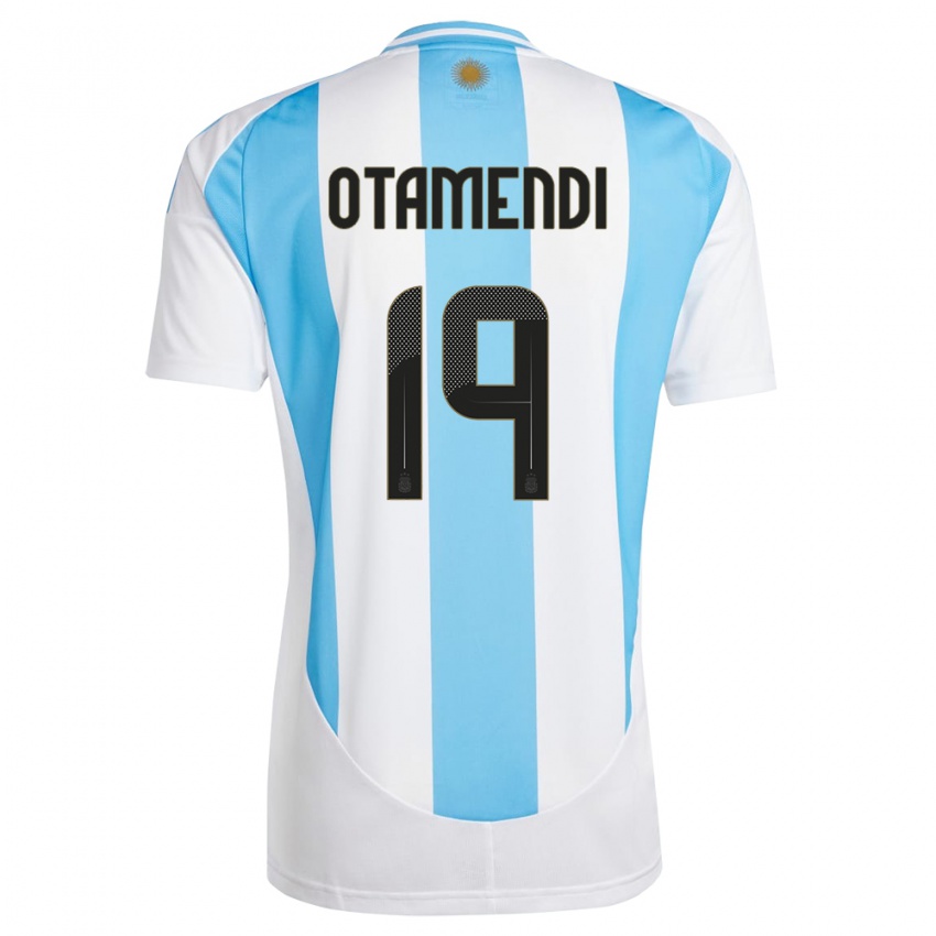 Heren Argentinië Nicolas Otamendi #19 Wit Blauw Thuisshirt Thuistenue 24-26 T-Shirt