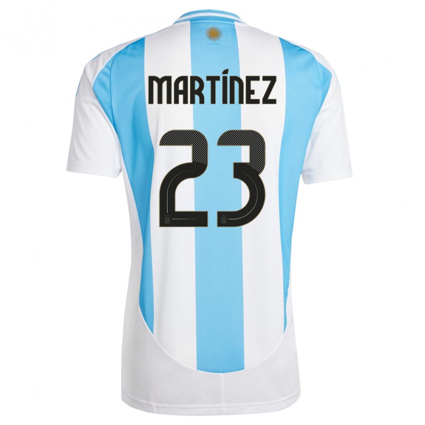 Heren Argentinië Emiliano Martinez #23 Wit Blauw Thuisshirt Thuistenue 24-26 T-Shirt