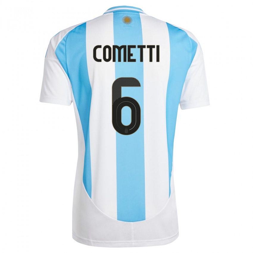 Heren Argentinië Aldana Cometti #6 Wit Blauw Thuisshirt Thuistenue 24-26 T-Shirt