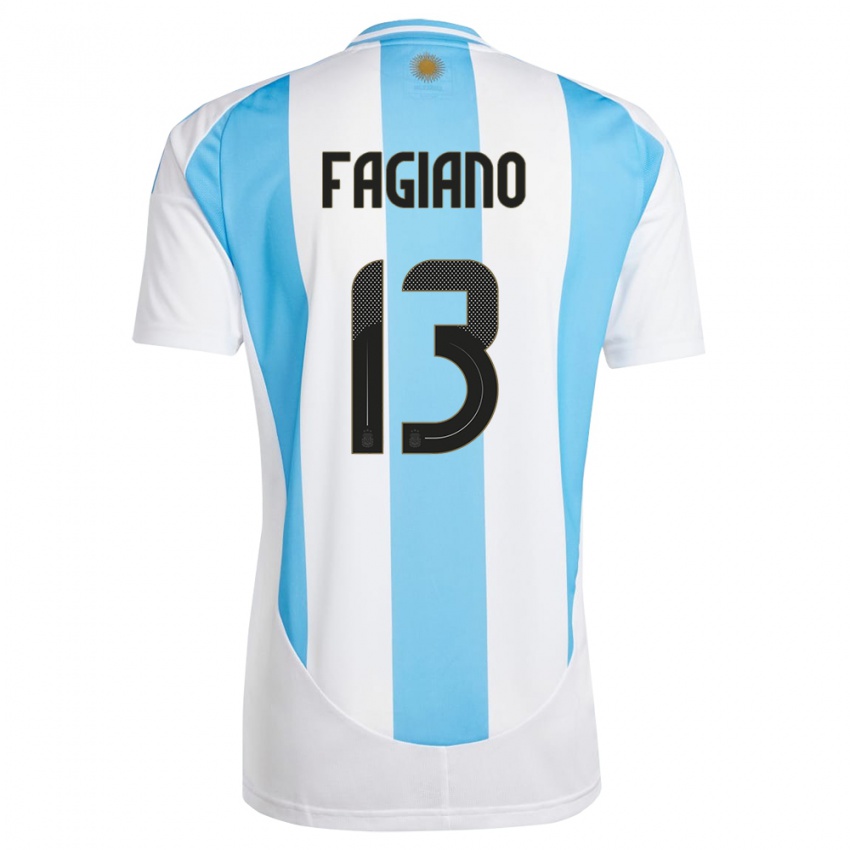 Heren Argentinië Paloma Fagiano #13 Wit Blauw Thuisshirt Thuistenue 24-26 T-Shirt