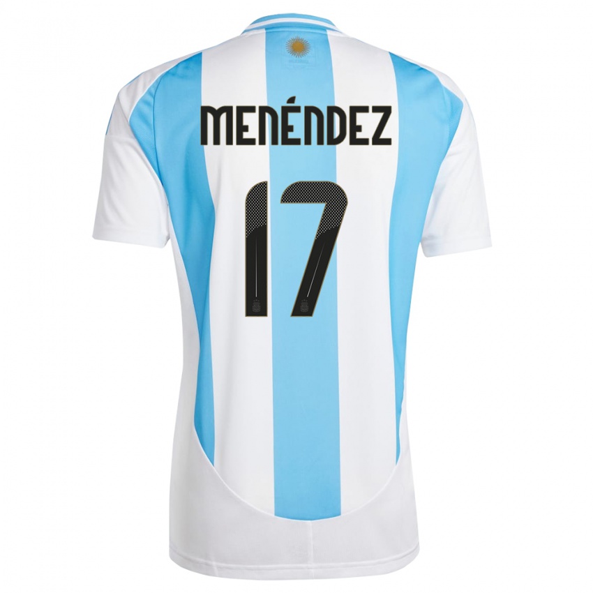 Heren Argentinië Milagros Menendez #17 Wit Blauw Thuisshirt Thuistenue 24-26 T-Shirt