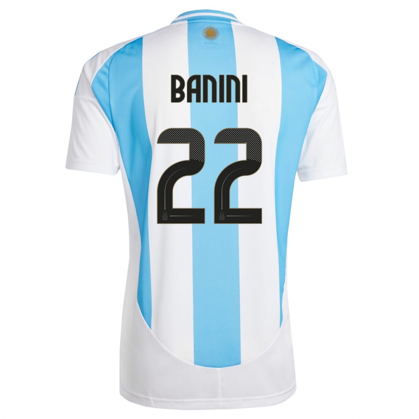 Heren Argentinië Estefania Banini #22 Wit Blauw Thuisshirt Thuistenue 24-26 T-Shirt