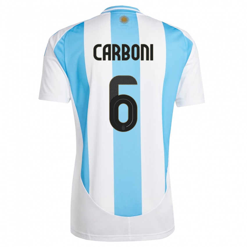 Heren Argentinië Franco Carboni #6 Wit Blauw Thuisshirt Thuistenue 24-26 T-Shirt