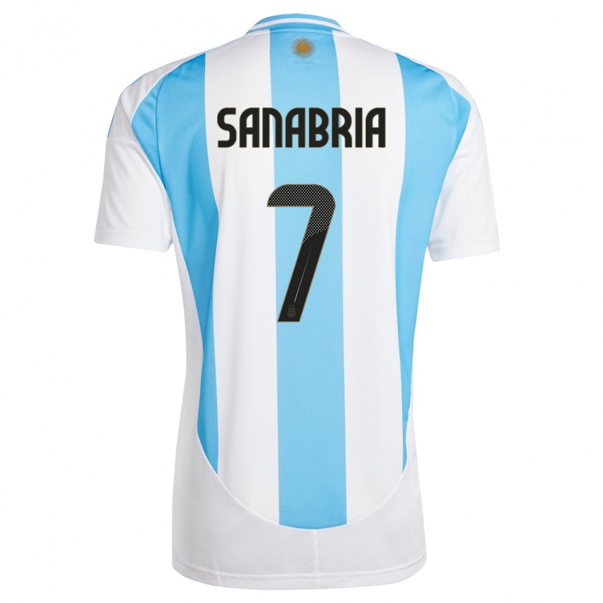 Heren Argentinië Mateo Sanabria #7 Wit Blauw Thuisshirt Thuistenue 24-26 T-Shirt