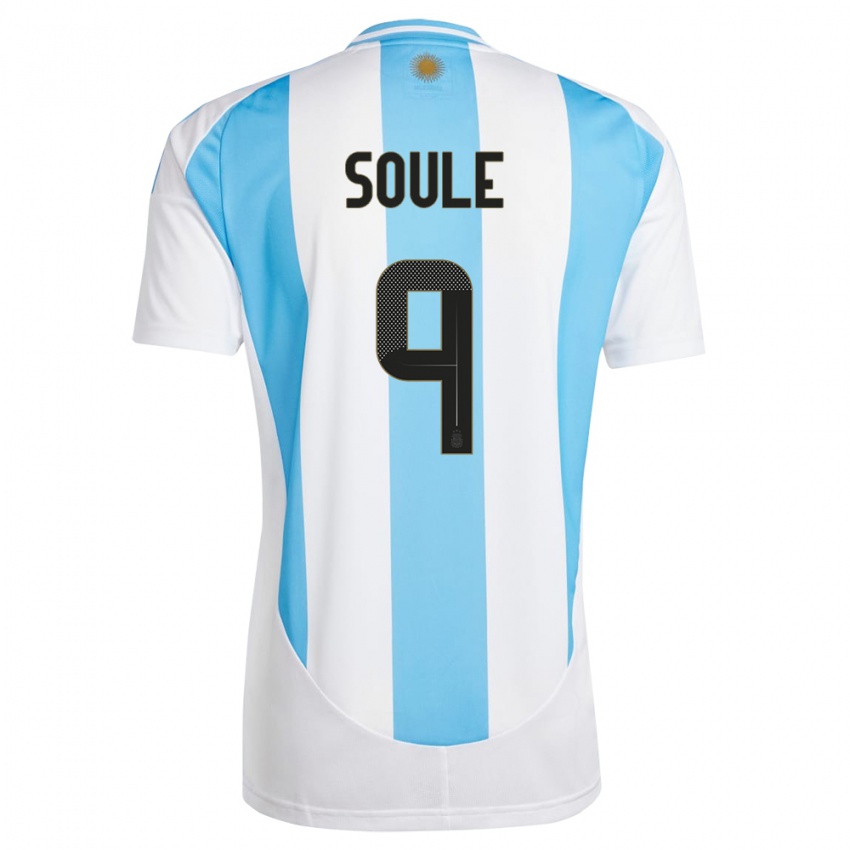 Heren Argentinië Matias Soule #9 Wit Blauw Thuisshirt Thuistenue 24-26 T-Shirt