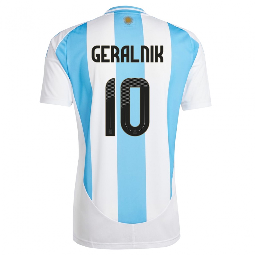 Heren Argentinië Tiago Geralnik #10 Wit Blauw Thuisshirt Thuistenue 24-26 T-Shirt