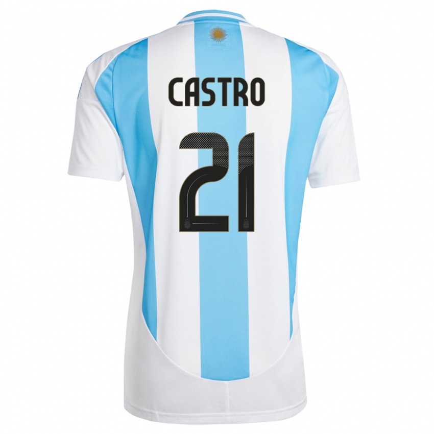 Heren Argentinië Santiago Castro #21 Wit Blauw Thuisshirt Thuistenue 24-26 T-Shirt