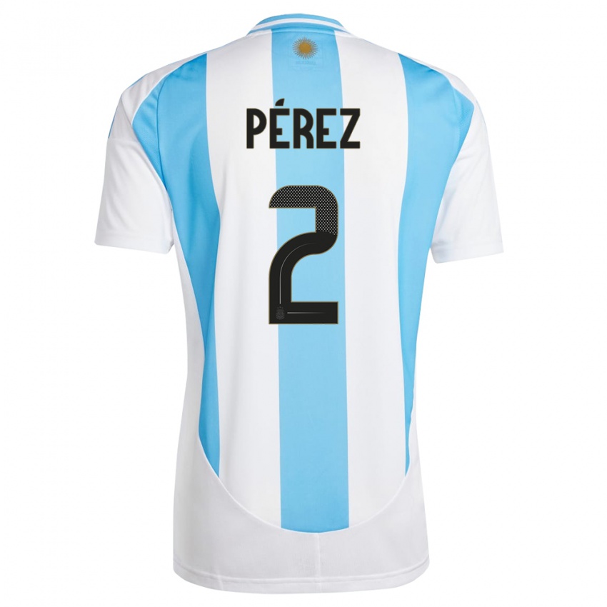 Heren Argentinië Nehuen Perez #2 Wit Blauw Thuisshirt Thuistenue 24-26 T-Shirt