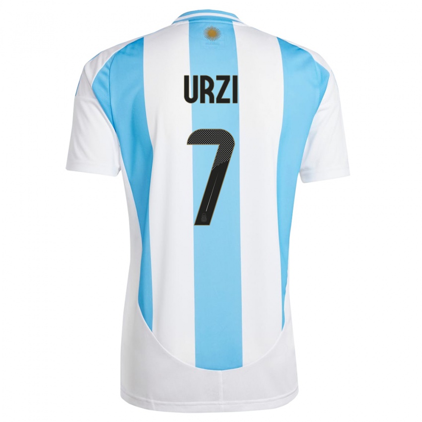 Heren Argentinië Agustin Urzi #7 Wit Blauw Thuisshirt Thuistenue 24-26 T-Shirt
