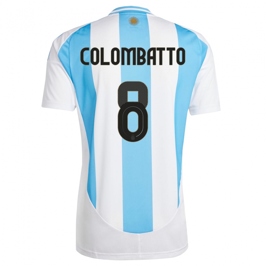 Heren Argentinië Santiago Colombatto #8 Wit Blauw Thuisshirt Thuistenue 24-26 T-Shirt