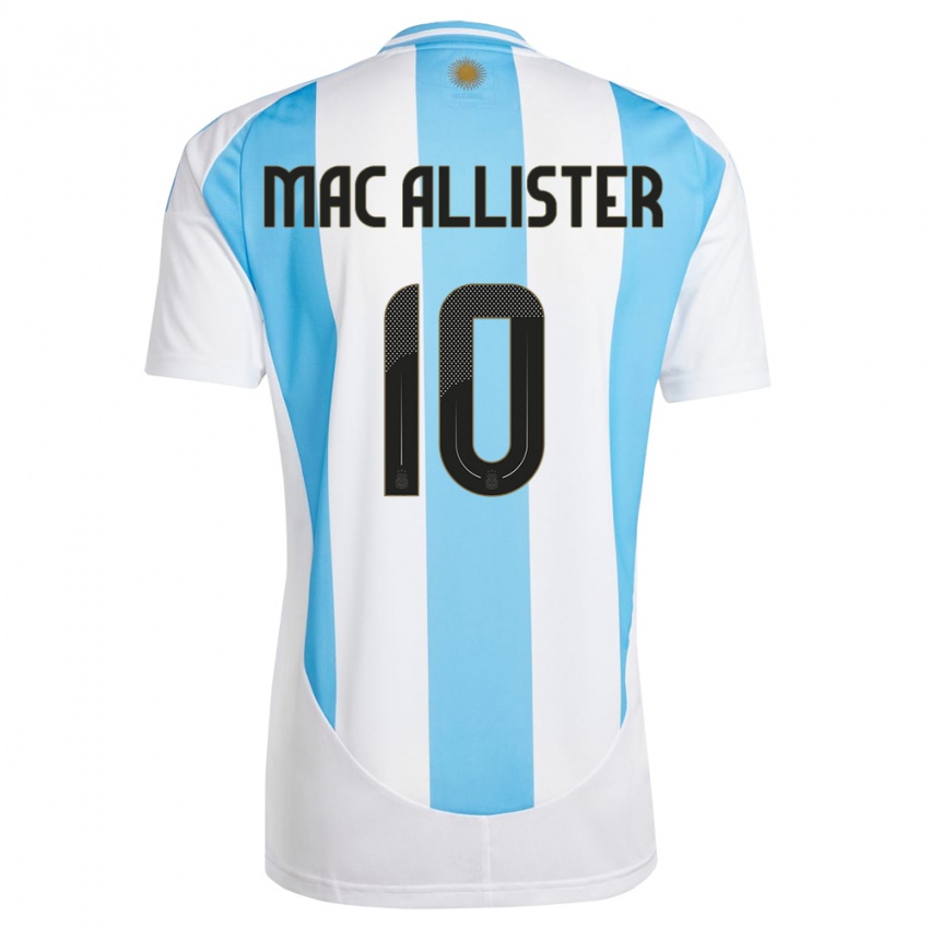 Heren Argentinië Alexis Mac Allister #10 Wit Blauw Thuisshirt Thuistenue 24-26 T-Shirt