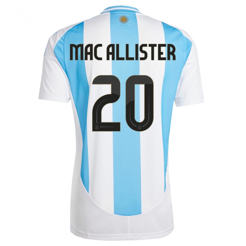 Heren Argentinië Alexis Mac Allister #20 Wit Blauw Thuisshirt Thuistenue 24-26 T-Shirt