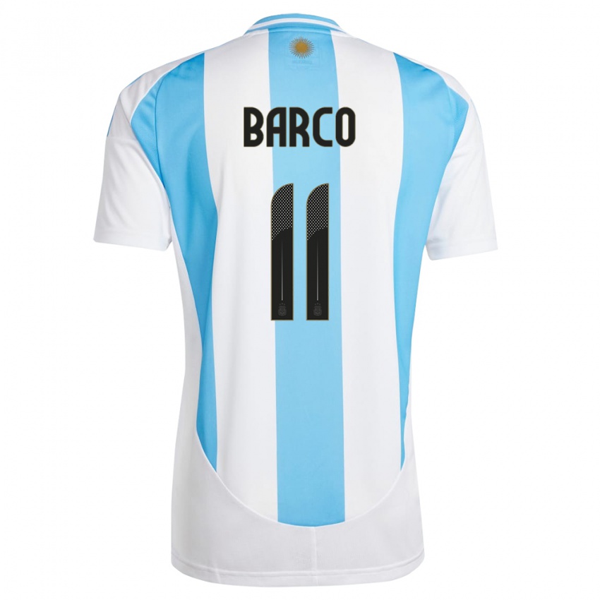 Heren Argentinië Ezequiel Barco #11 Wit Blauw Thuisshirt Thuistenue 24-26 T-Shirt