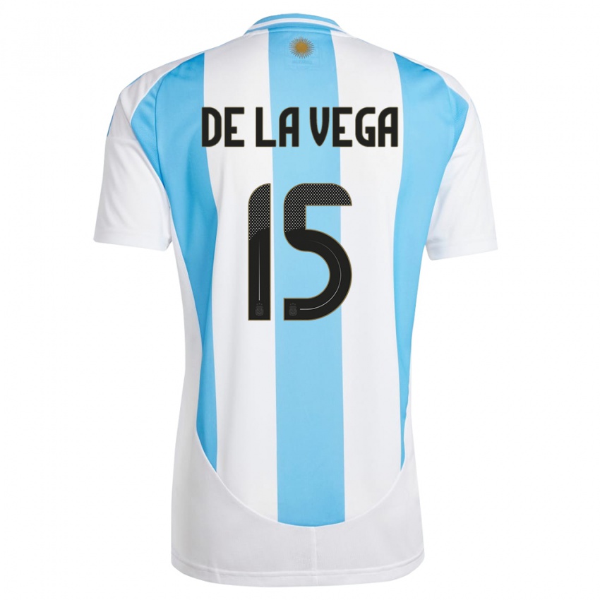 Heren Argentinië Pedro De La Vega #15 Wit Blauw Thuisshirt Thuistenue 24-26 T-Shirt