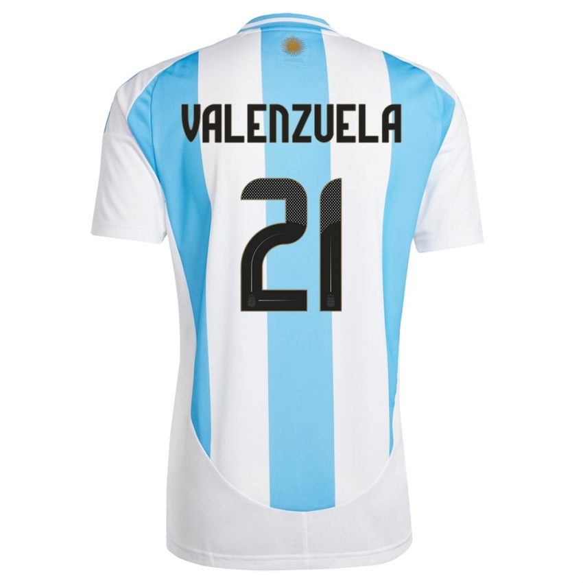 Heren Argentinië Fernando Valenzuela #21 Wit Blauw Thuisshirt Thuistenue 24-26 T-Shirt