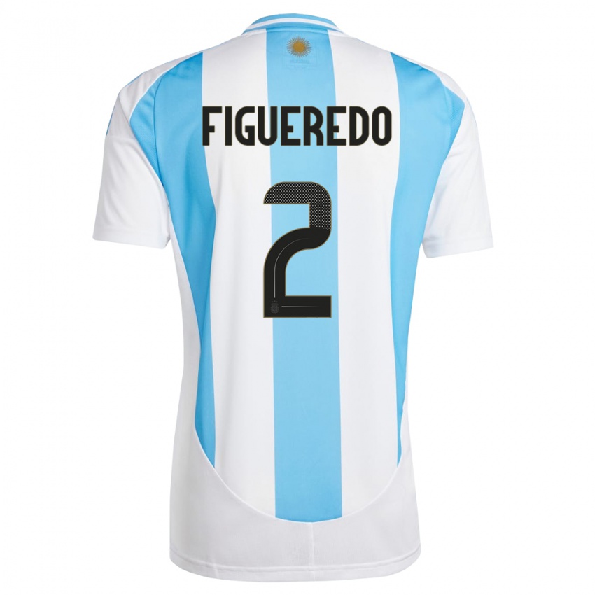 Heren Argentinië Leandro Figueredo #2 Wit Blauw Thuisshirt Thuistenue 24-26 T-Shirt