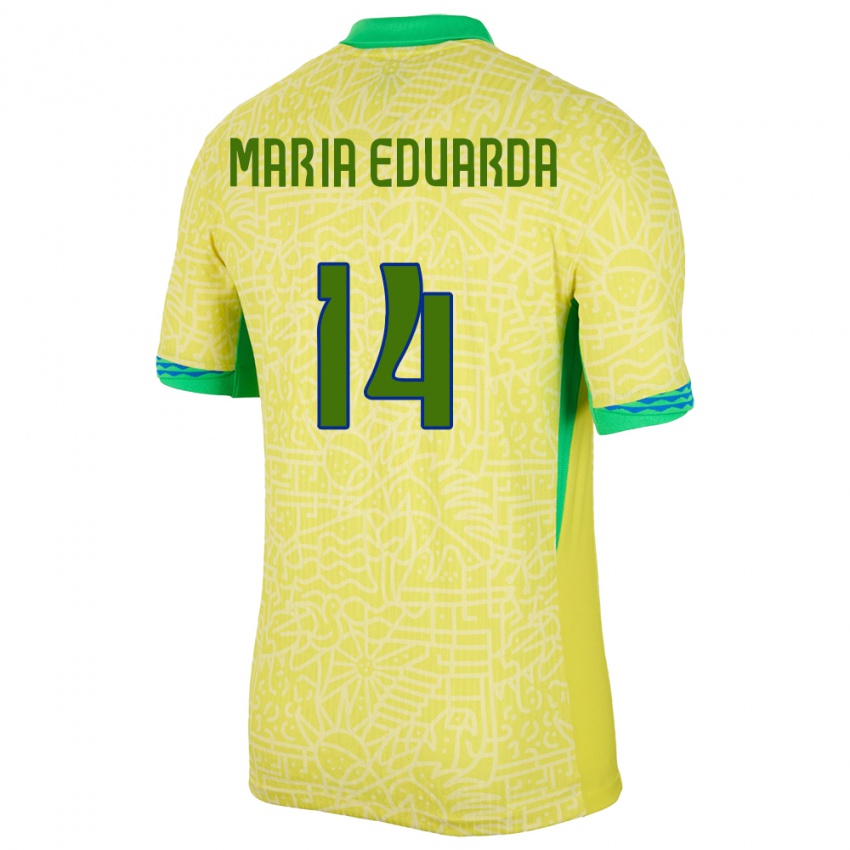 Heren Brazilië Maria Eduarda #14 Geel Thuisshirt Thuistenue 24-26 T-Shirt