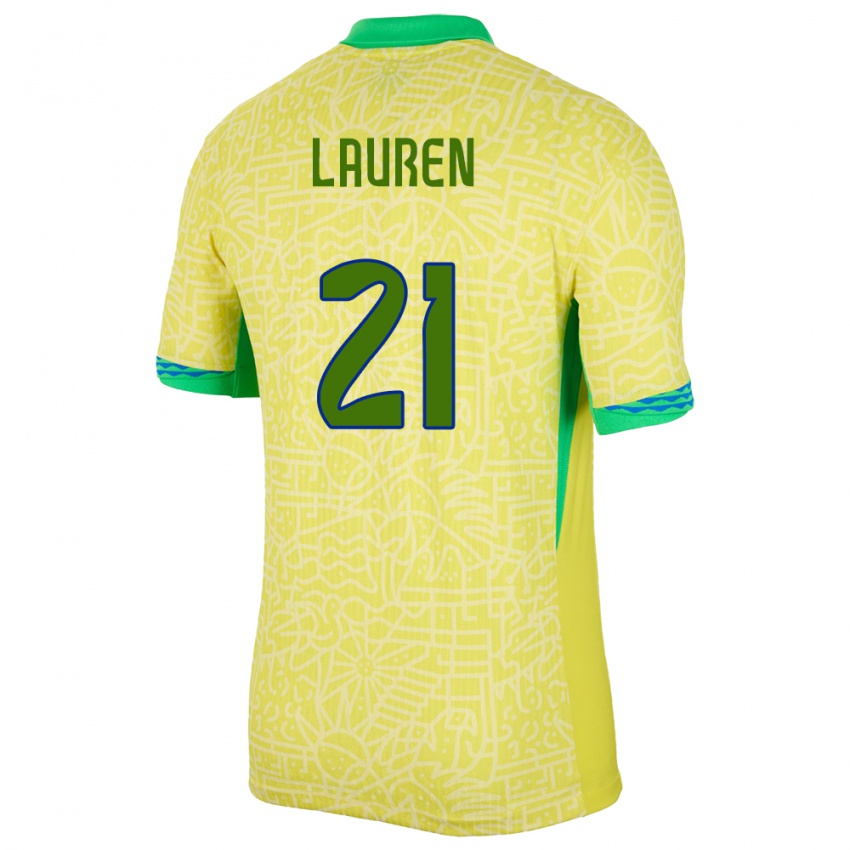 Heren Brazilië Lauren Costa #21 Geel Thuisshirt Thuistenue 24-26 T-Shirt