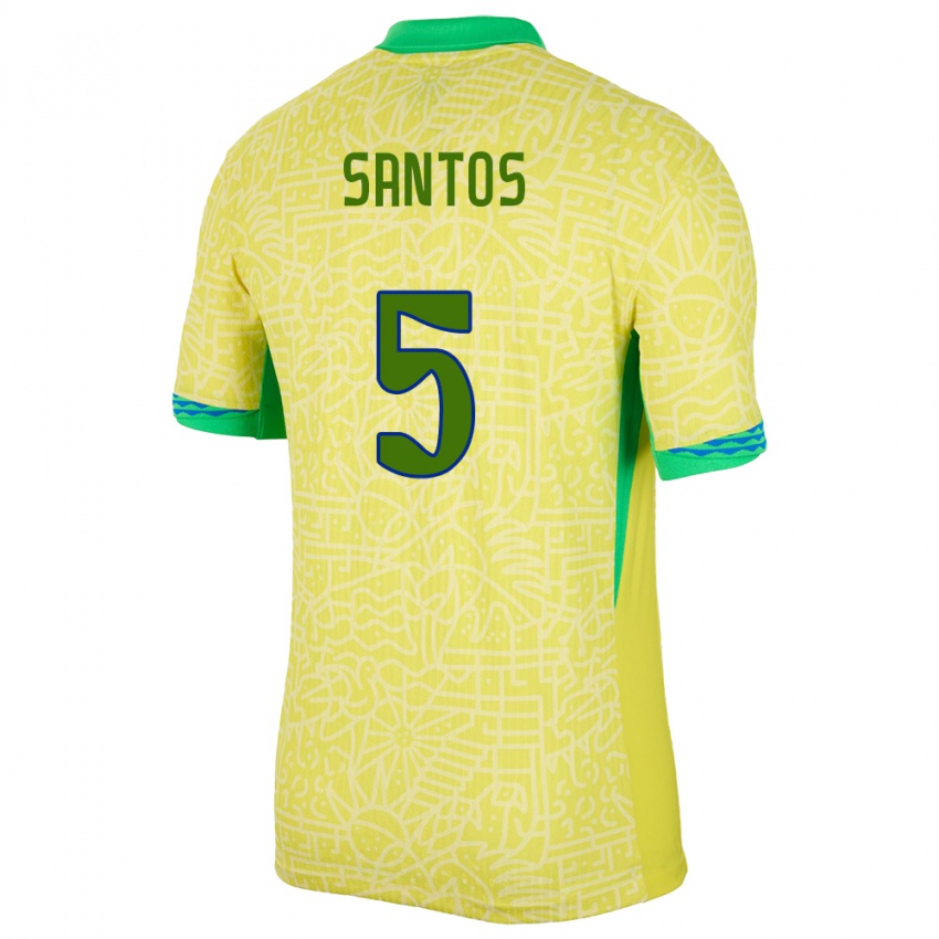 Heren Brazilië Andrey Santos #5 Geel Thuisshirt Thuistenue 24-26 T-Shirt