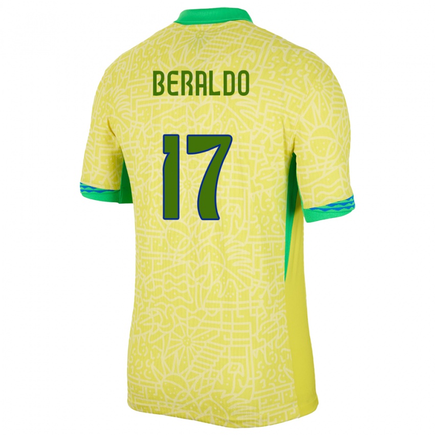 Heren Brazilië Lucas Beraldo #17 Geel Thuisshirt Thuistenue 24-26 T-Shirt