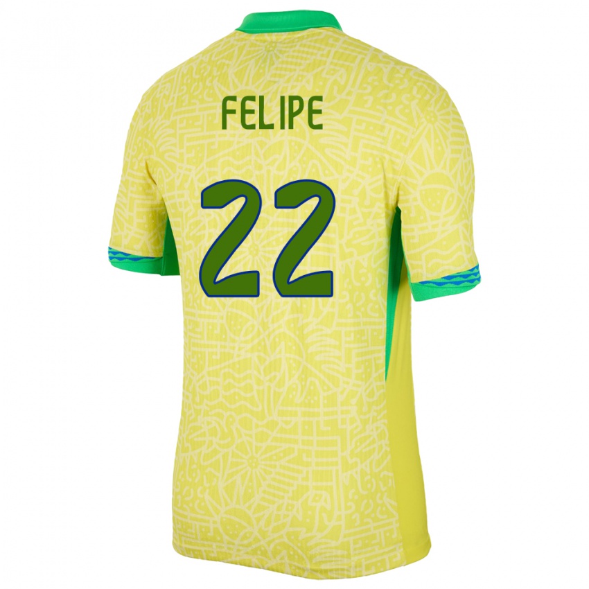 Heren Brazilië Cayo Felipe #22 Geel Thuisshirt Thuistenue 24-26 T-Shirt