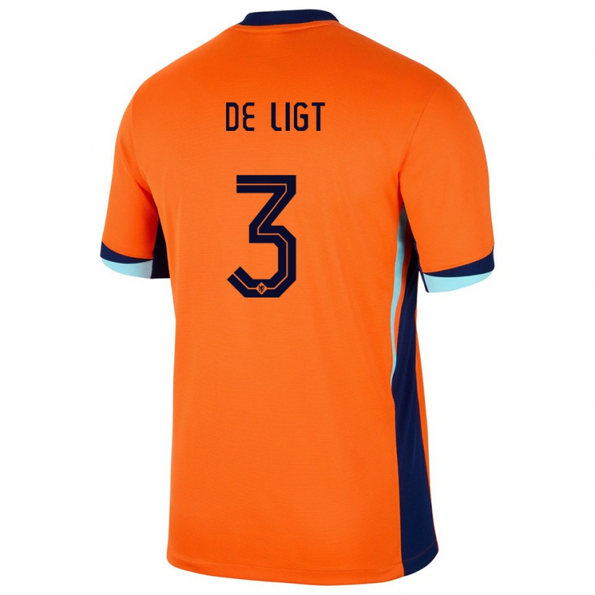 Heren Nederland Matthijs De Ligt #3 Oranje Thuisshirt Thuistenue 24-26 T-Shirt
