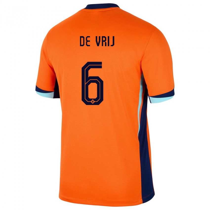 Heren Nederland Stefan De Vrij #6 Oranje Thuisshirt Thuistenue 24-26 T-Shirt